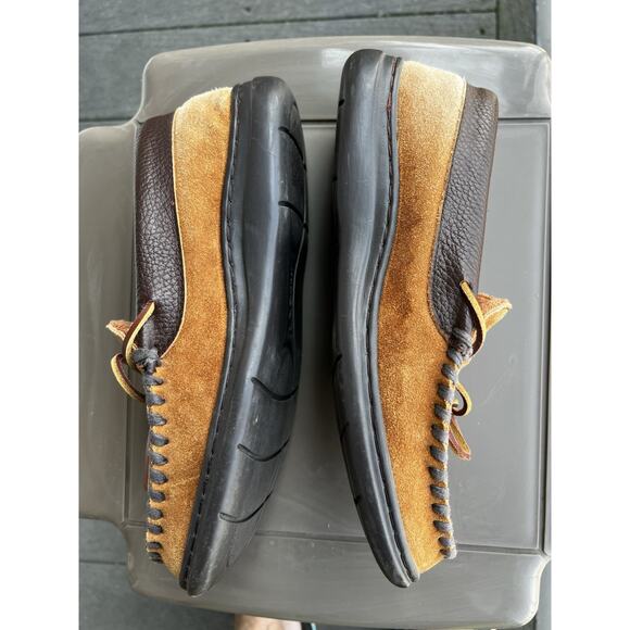 L.B. EVANS Yukon Moccasin 1131 Saddle Leather Upper Slippers shoes SZ 9M - Picture 3 of 11